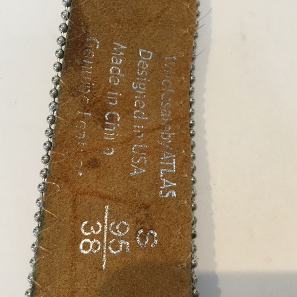 WB Atlas Belt Brown Pony Hair Teal Crystals Silver Tone Metal Size S main image 6